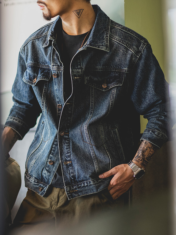 Down Jacket Packable - Retro amerykańska kurtka jeansowa w kolorze