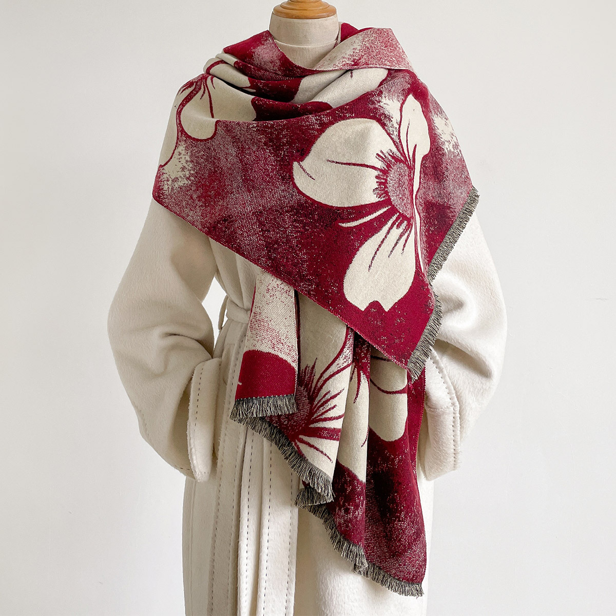 Cashmere Pashmina Wrap - Damski szal z imitacji kaszmiru z
