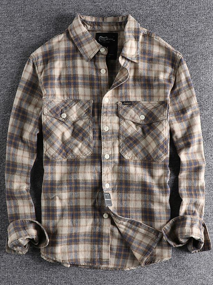 Wiosna i jesień Nowy trend w m – Flannel Shirt Lined recenzja i cena